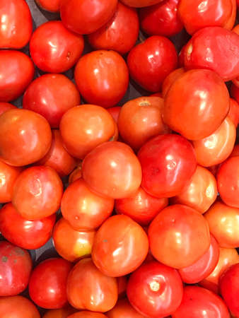 Fresh red tomatoes. fresh tomatoes for sale in the supermarket.の写真素材
