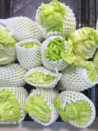 Chinese cabbage for sale in the market.の写真素材