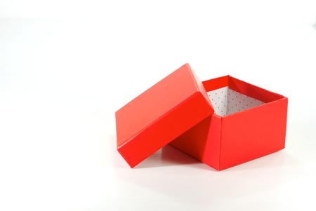 red paper box on white scene,shallow focusの写真素材