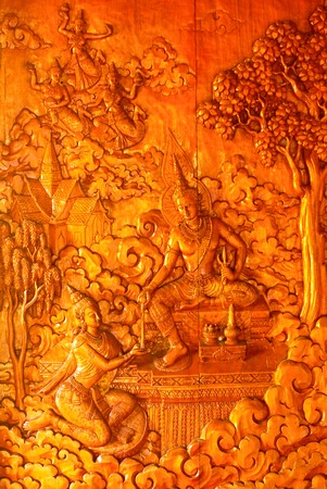 the detail of  handcraft wood carving for decorated temple,showing of thai pattern,Lampang temple,Thailandの写真素材