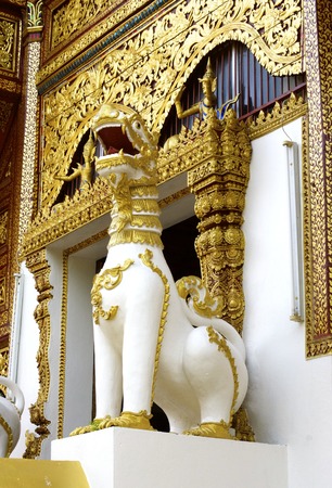 white singha sculpture at Chiangrai temple,Thailandの写真素材