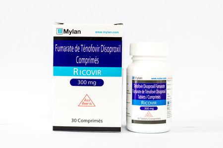 another package of Tenofovir  RICOVIR  from Mylan,shallow focusのeditorial素材