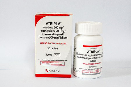 another package of efavirenz and combination  ATRIPLA  from GILEAD,shallow focusのeditorial素材