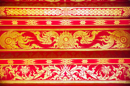 detail of thai pattern at temple hall,Chiangrai,Thailandの写真素材