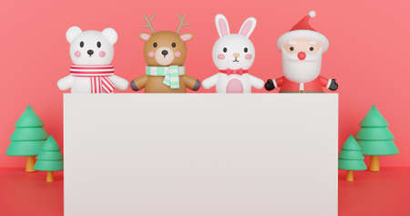 Christmas celebrations with Santa clause and friends for Christmas card, Christmas background and...