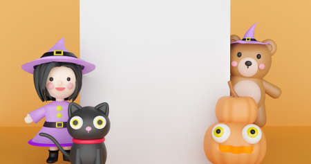Halloween concept with cop space  3 d rendering