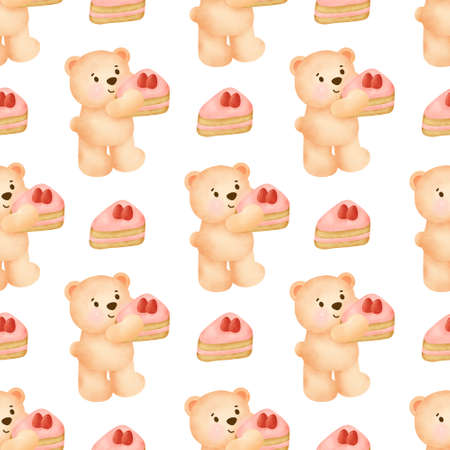 seamless patterns with cute teddy bear take a shhowerの写真素材