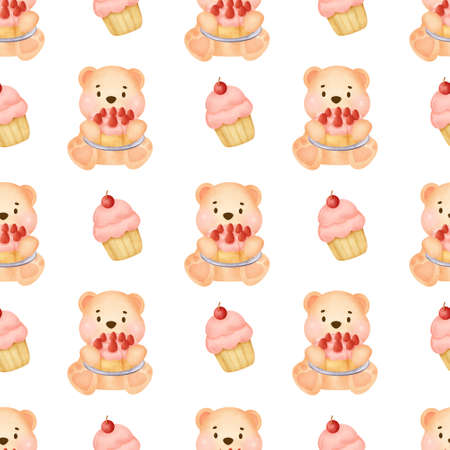 seamless patterns with cute teddy bear take a shhowerの写真素材