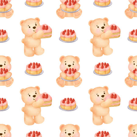 seamless patterns with cute teddy bear take a shhowerの写真素材