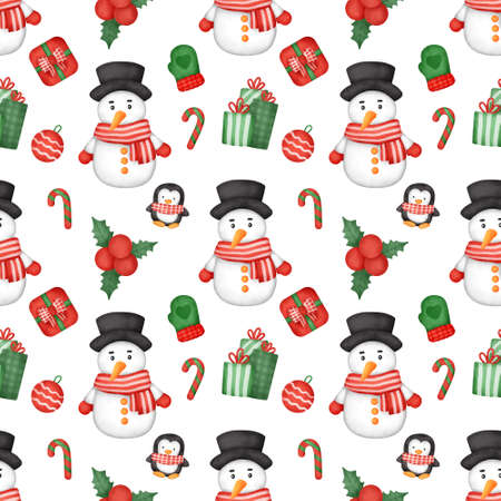 Watercolor christmas day seamless patterns.の写真素材