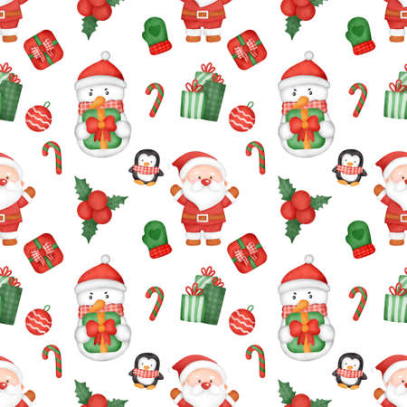 Watercolor christmas day seamless patterns.の写真素材