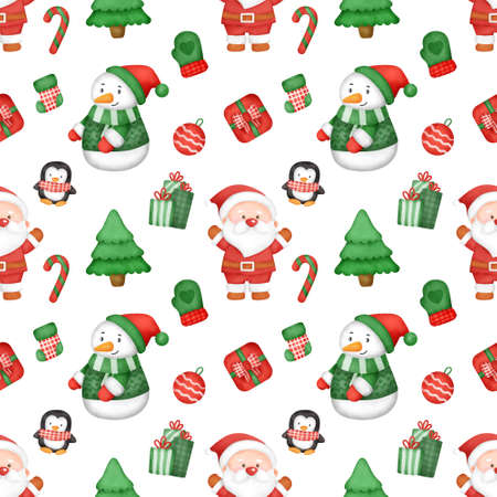 Watercolor christmas day seamless patterns.の写真素材