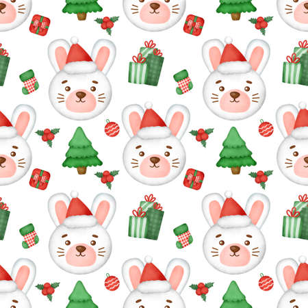 Watercolor christmas day seamless patterns.の写真素材