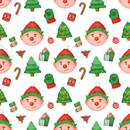 Watercolor christmas day seamless patterns.の写真素材