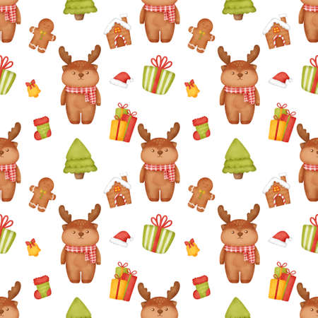 Watercolor christmas day seamless patterns.の写真素材