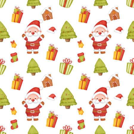 Watercolor christmas day seamless patterns.の写真素材