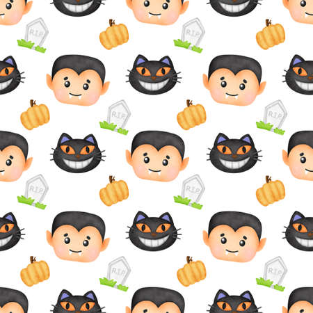 Watercolor Halloween  seamless patterns.の写真素材