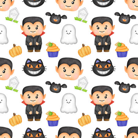 Watercolor Halloween  seamless patterns.の写真素材