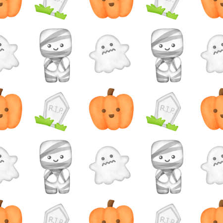 Watercolor Halloween  seamless patterns.の写真素材