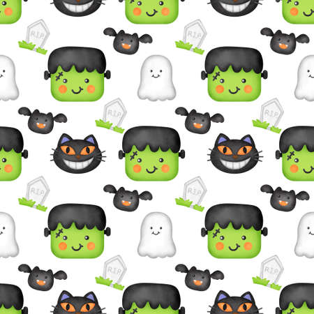 Watercolor Halloween  seamless patterns.の写真素材
