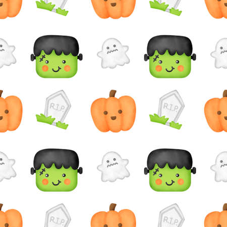 Watercolor Halloween  seamless patterns.の写真素材