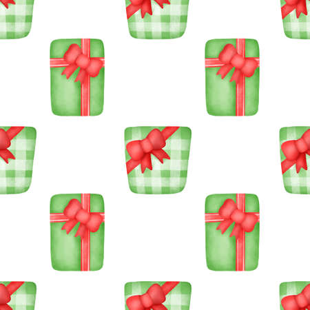 Watercolor gift boxes seamless patterns.の写真素材