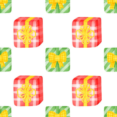 Watercolor gift boxes seamless patterns.の写真素材