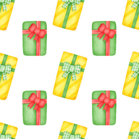 Watercolor gift boxes seamless patterns.の写真素材