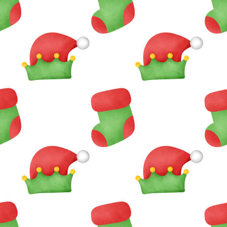 watercolor Christmas elements seamless pattern.の写真素材