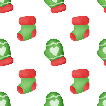 watercolor Christmas elements seamless pattern.の写真素材