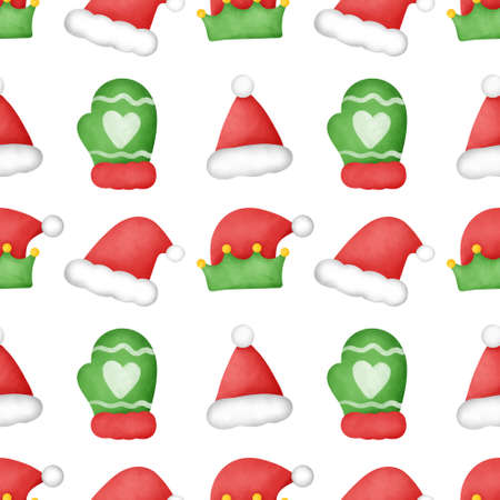 watercolor Christmas elements seamless pattern.の写真素材