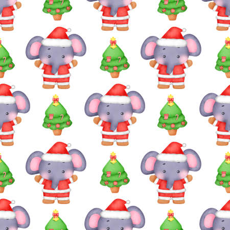 Hand drawn  Happy Christmas seamless pattern.の写真素材