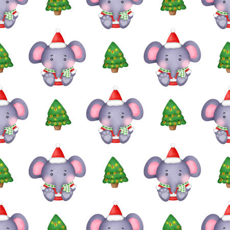 Hand drawn  Happy Christmas seamless pattern.の写真素材