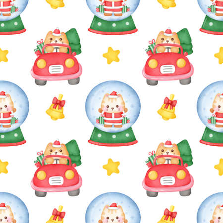 Hand drawn Christmas cats seamless patterns .の写真素材