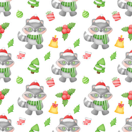 Merry christmas pattern seamless with a cute animalsの写真素材
