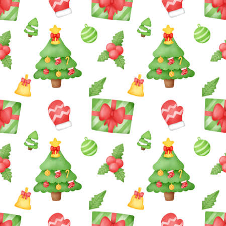 Merry christmas pattern seamless with a cute animalsの写真素材