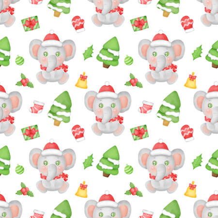 Merry christmas pattern seamless with a cute animalsの写真素材