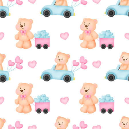 Cute teddy bear seamless patternの写真素材