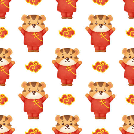 Chinese new year, year of the tiger 2022 seamless patternの写真素材