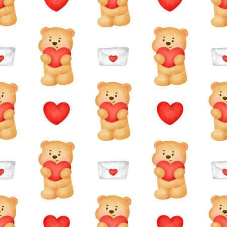 Bear valentine's day seamless patternの写真素材