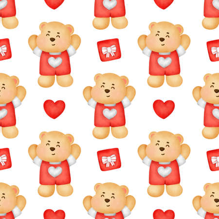 Bear valentine's day seamless patternの写真素材