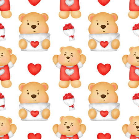Bear valentine's day seamless patternの写真素材