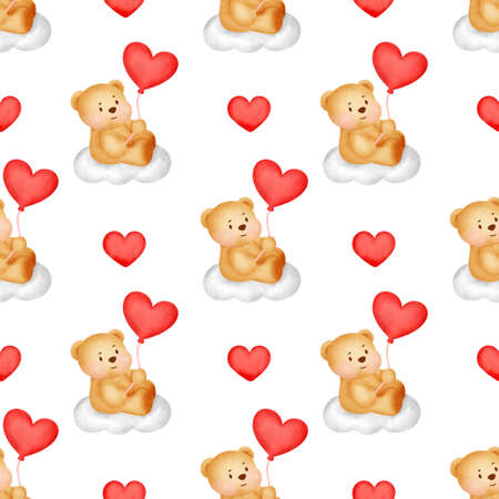 valentine's day bear seamless patternの写真素材