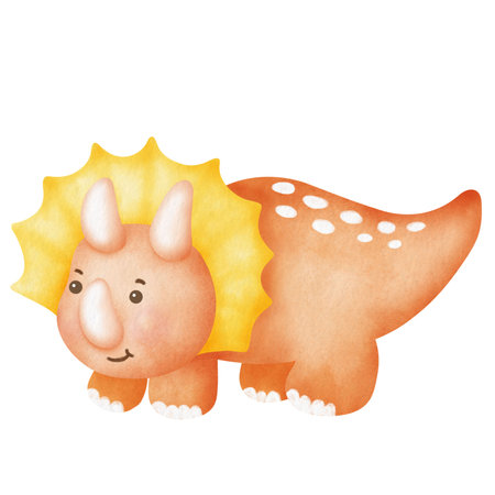 Cute cartoon baby dinosaur isolated on white background. Vector illustration.の写真素材