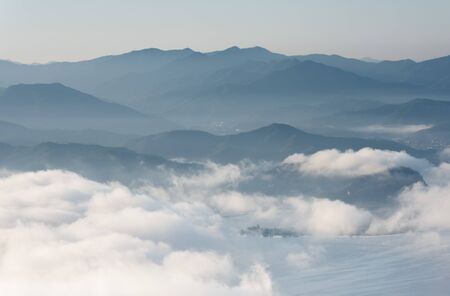 fog and cloud mountain valley landscape, in Seoul, South Korea.の写真素材