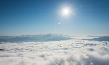 fog and cloud mountain valley landscape, in Seoul, South Korea.の写真素材