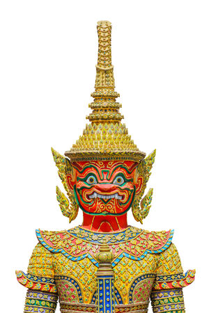 Guardian statues in Emerald buddha temple in Bangkok thailandの写真素材