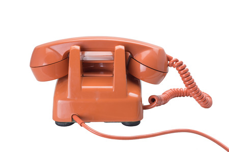 Vintage telephone isolated on white backgroundの写真素材