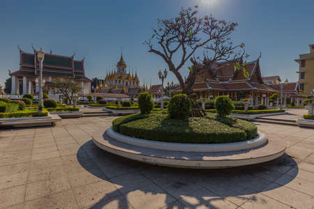 Wat Ratchanatdaram a Beautiful temple at daytime, the temple is best known for the Loha Prasat famous landmark for tourist in Bangkok,Thailandの写真素材