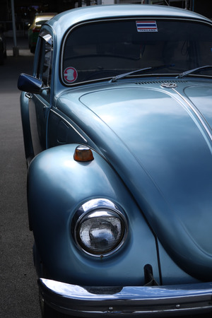 BANGKOK, THAILAND - July 11  ,2018 : A classic, blue Volkswagen Beetle car parking at the market car park, Bangkok,Thailandのeditorial素材